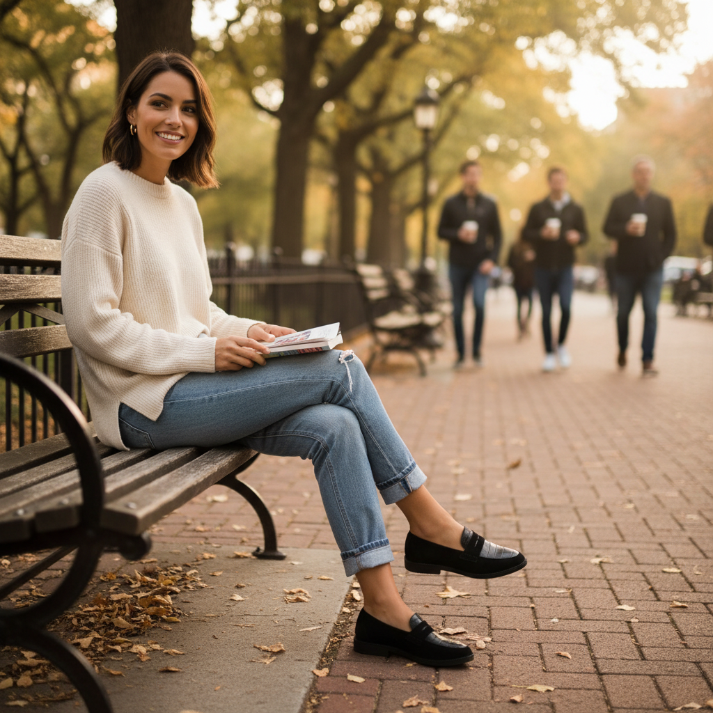Sophia | Mocasines de Mujer con Textura de Cocodrilo, Diseño sin Cordones y Panel Elegante