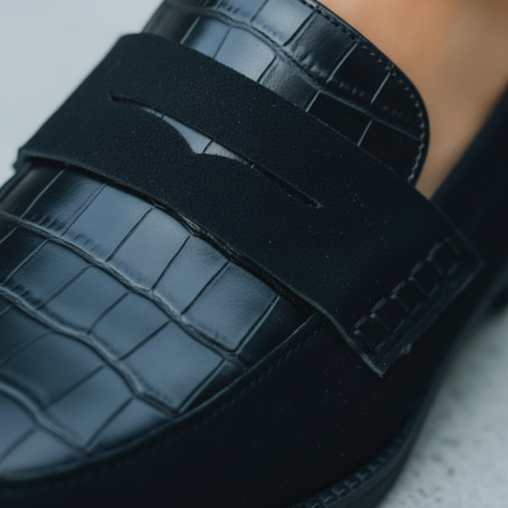 Sophia | Mocasines de Mujer con Textura de Cocodrilo, Diseño sin Cordones y Panel Elegante
