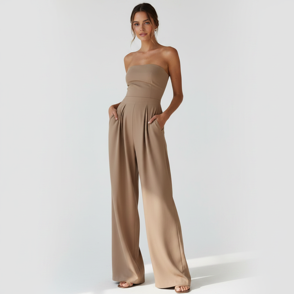 Sophia | Mono de Mujer sin Tirantes con Pernera Ancha | Elegante