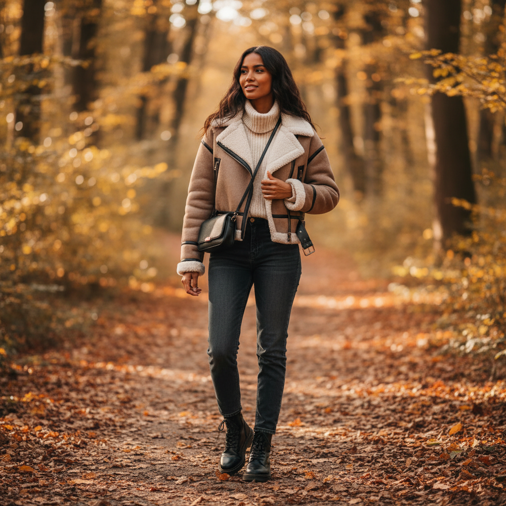 Sophia | Chaqueta Sherpa de Mujer con Cierre de Cremallera y Detalle de Cinturón | Chic