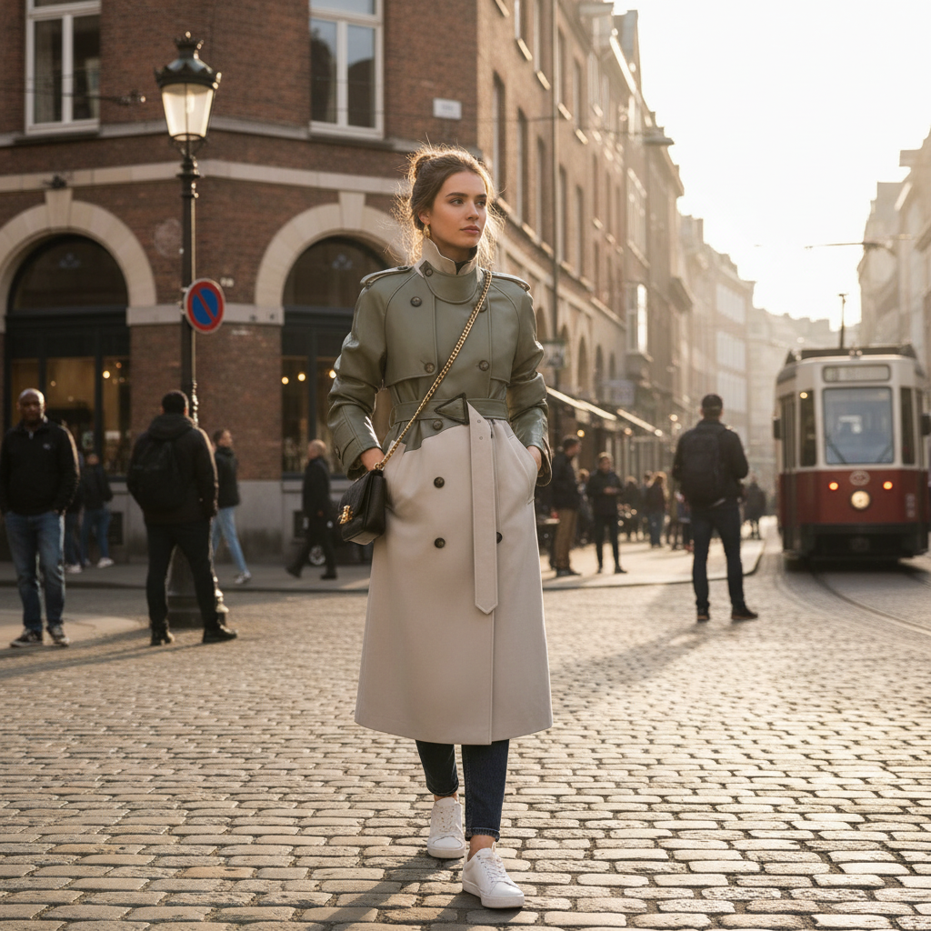 Sophia | Abrigo Trench de Mujer con Cuello Alto y Cintura Ajustada con Cinturón | Elegante