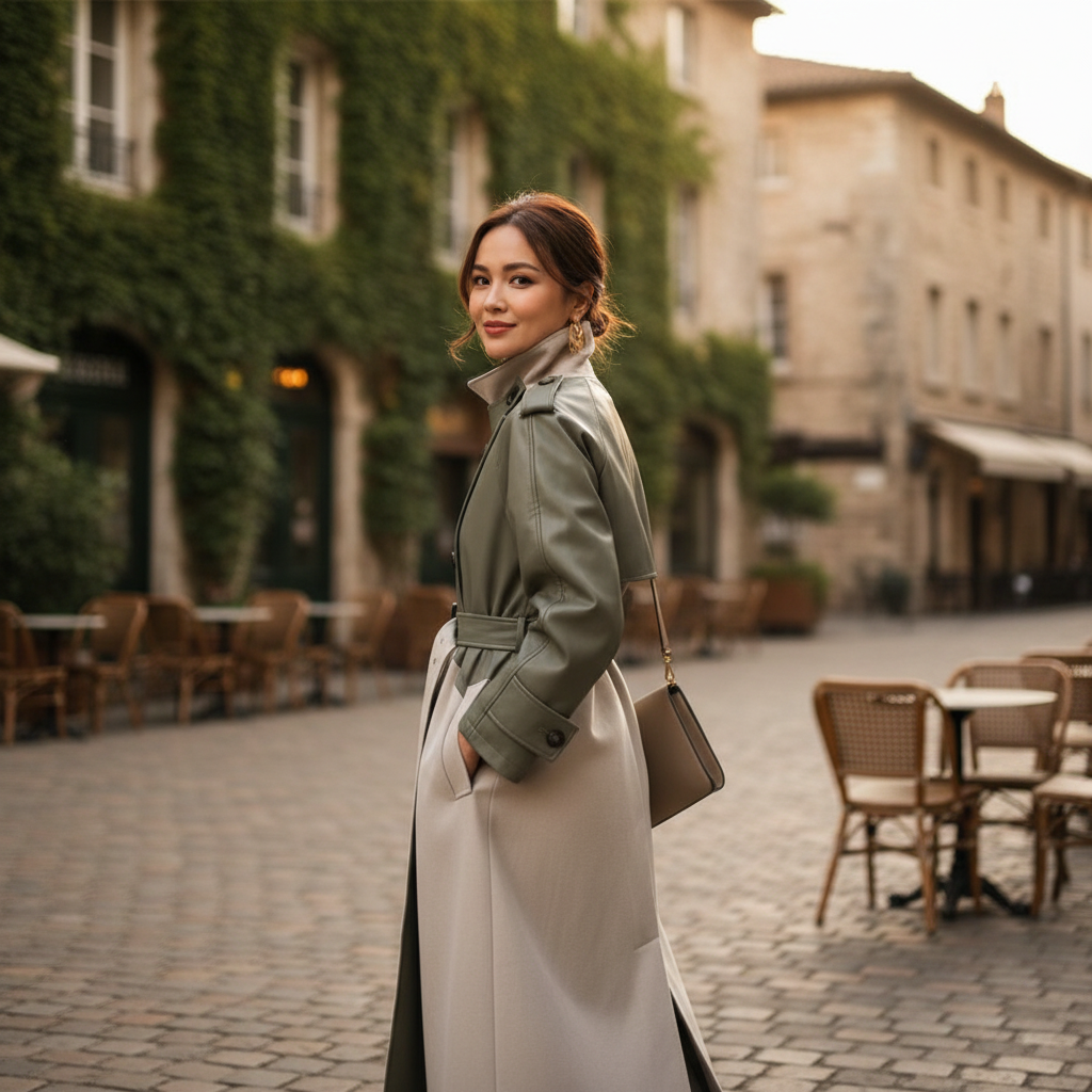 Sophia | Abrigo Trench de Mujer con Cuello Alto y Cintura Ajustada con Cinturón | Elegante