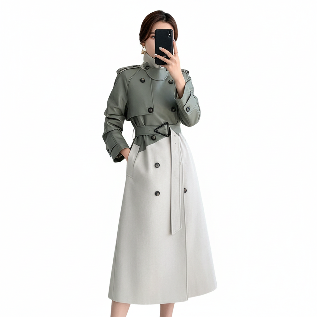 Sophia | Abrigo Trench de Mujer con Cuello Alto y Cintura Ajustada con Cinturón | Elegante