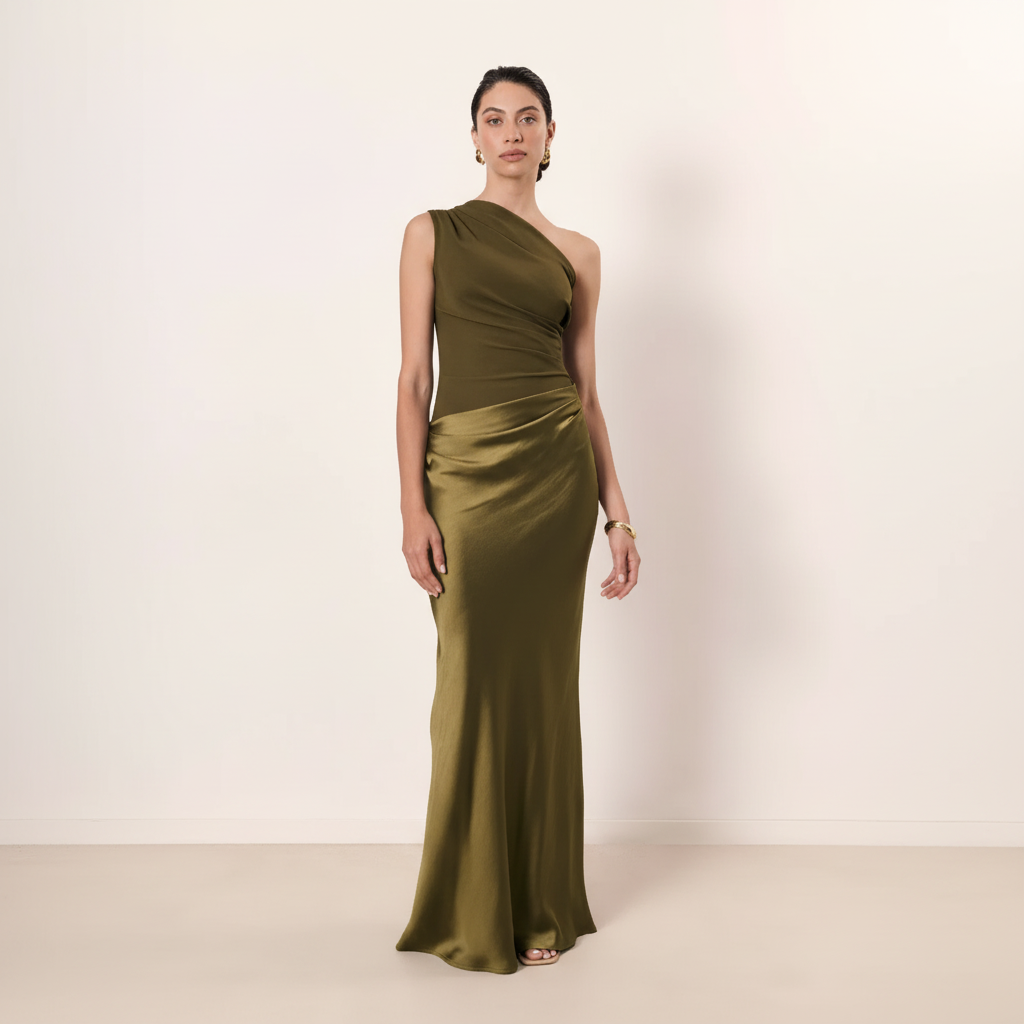Sophia | Vestido de Mujer para Invitada de Boda con Escote de Un Hombro y Efecto Drapeado | Elegante