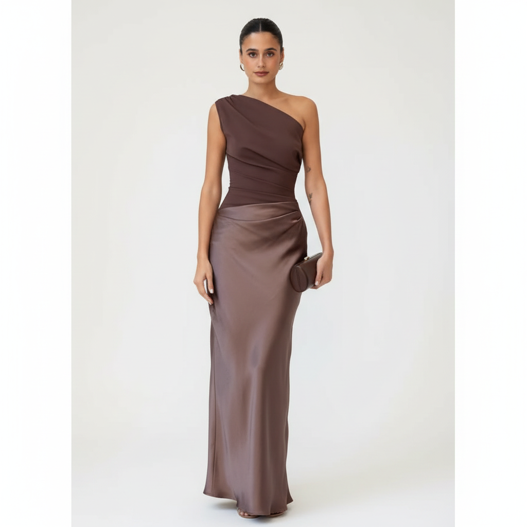 Sophia | Vestido de Mujer para Invitada de Boda con Escote de Un Hombro y Efecto Drapeado | Elegante