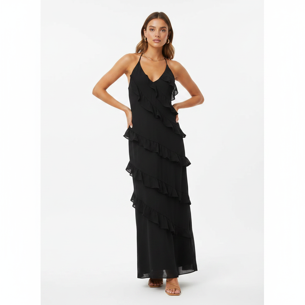 Sophia | Vestido de Mujer para Invitada de Boda Sin Mangas con Detalle de Volantes | Elegante