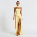 Sophia | Vestido de Mujer para Invitada de Boda con Escote Sin Tirantes y Abertura Lateral | Elegante