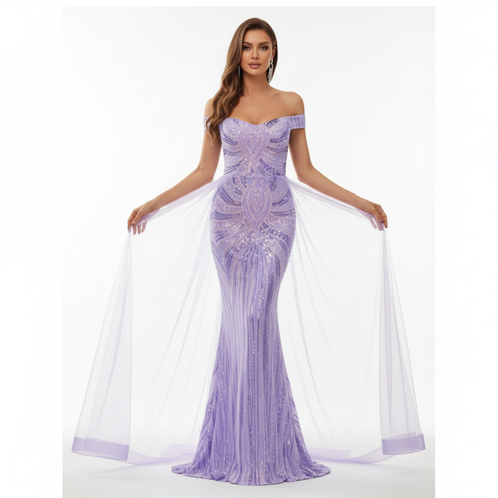 Sophia | Vestido Maxi de Mujer para Invitada de Boda con Escote Descubierto y Diseño Plisado | Elegante