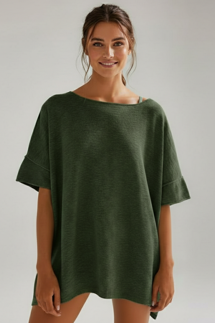 Teresa - Camiseta de mujer extragrande con cuello redondo y mangas cortas.