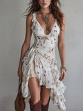 Sofía - Vestido Mini Floral Retro con Escote en V y Tirantes Finos