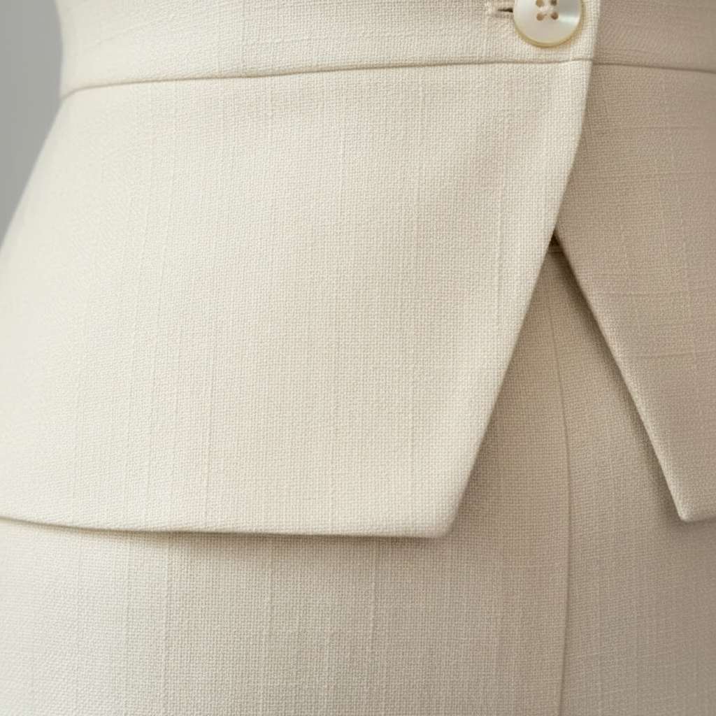 Conjunto de Pantalón Ancho Crema de Mujer con Corte de Chaleco Elegante