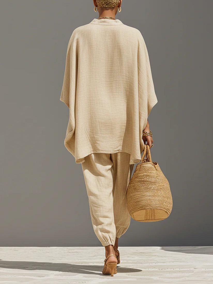 Clara | Conjunto Minimalista de Top con Bajo Asimétrico y Pantalón Jogger
