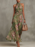 Aria – Vestido Largo Estampado Botánico