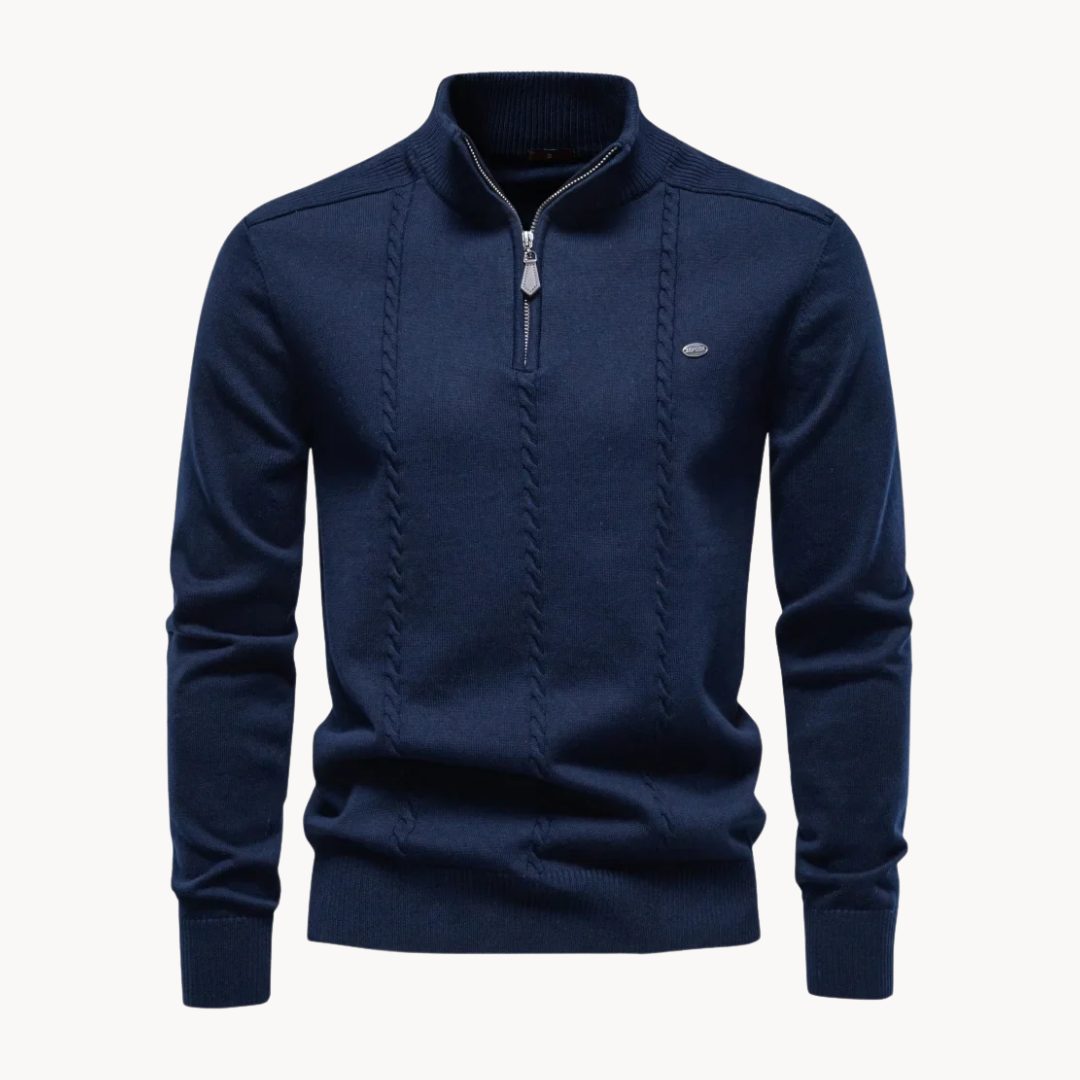 Jersey Whitfield de Punto Trenzado y Media Cremallera