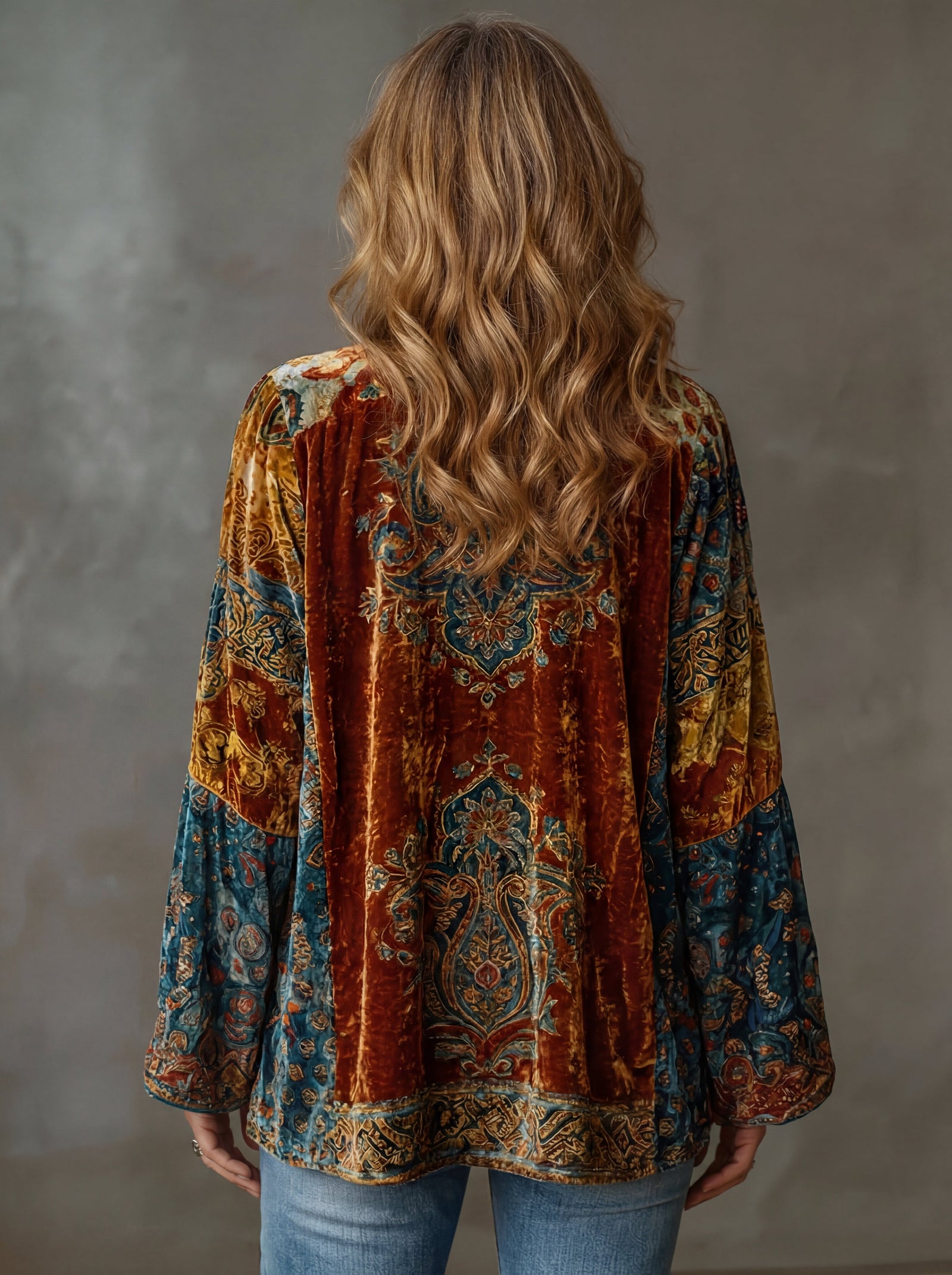 Ariadna - Kimono Bohemio Vintage de Manga Larga