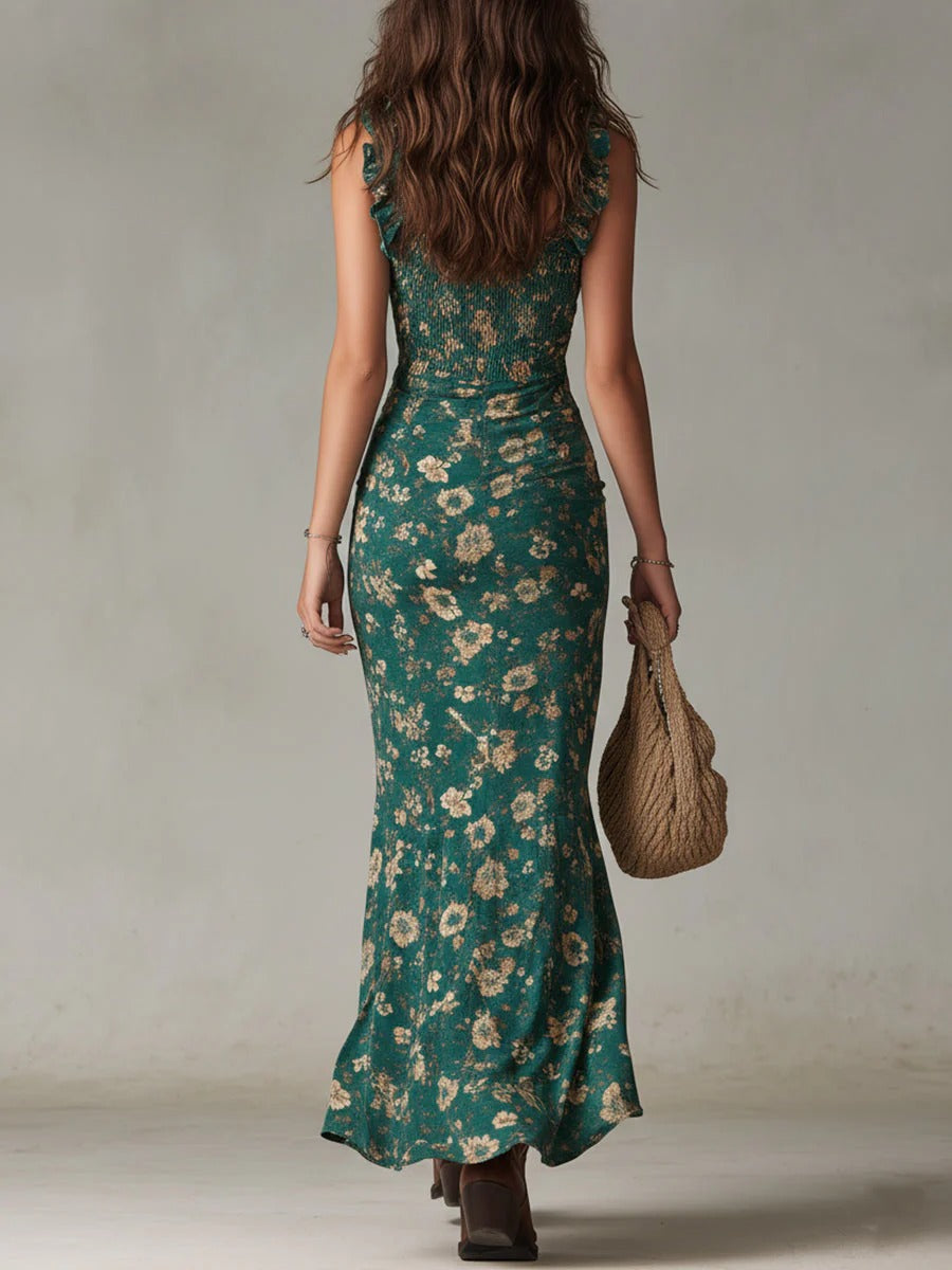 Zara - Vestido Maxi Boho Retro Con Mangas Fluidas y Abertura Lateral