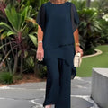 Encarna - Conjunto Top de Corte Irregular y Pantalones de Pierna Ancha.