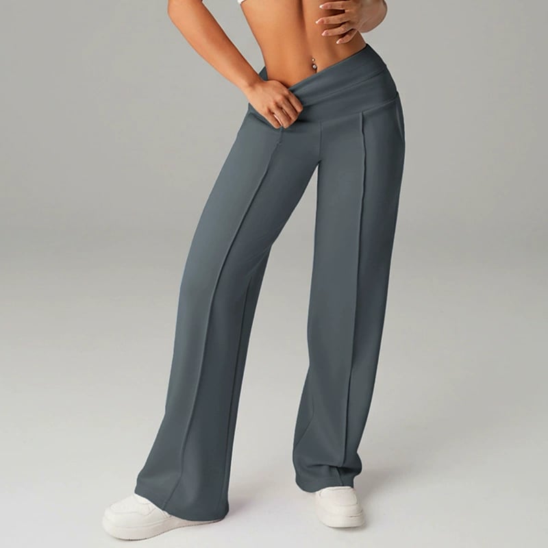Jeniffer - Pantalones casuales de pierna ancha y talle alto para mujer