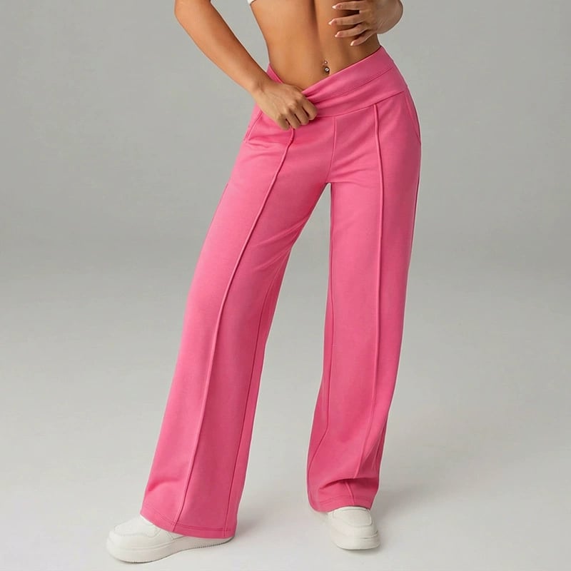 Jeniffer - Pantalones casuales de pierna ancha y talle alto para mujer